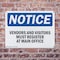 Signmission Vendors And Visitors Register At Main Office OSHA Notice Sign, Plastic, 18in W x 12in L, 2PK OS-2PACK-NS-P-1218-L-16808 - alternate 2